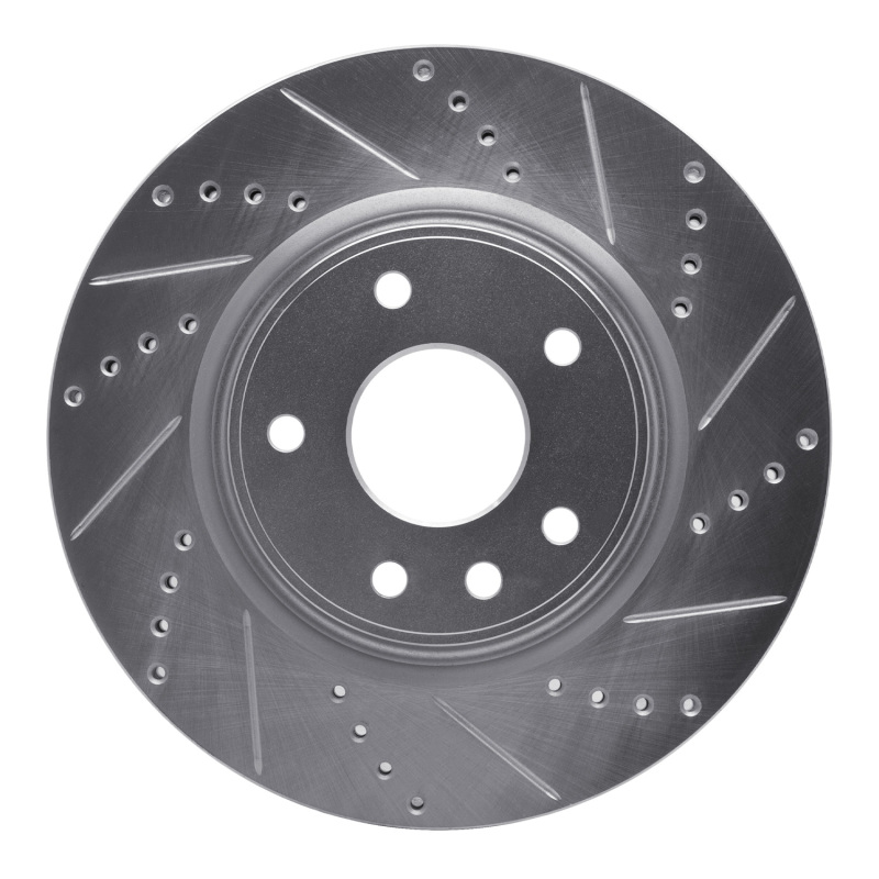 Chrysler Pacifica Brake Rotor (1) - Front Right - R1 Concepts - Drilled & Slotted - Silver - `12-`25